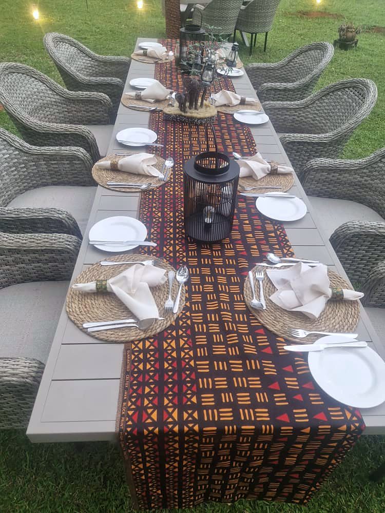 A dinner table set at the Pamusha jetty