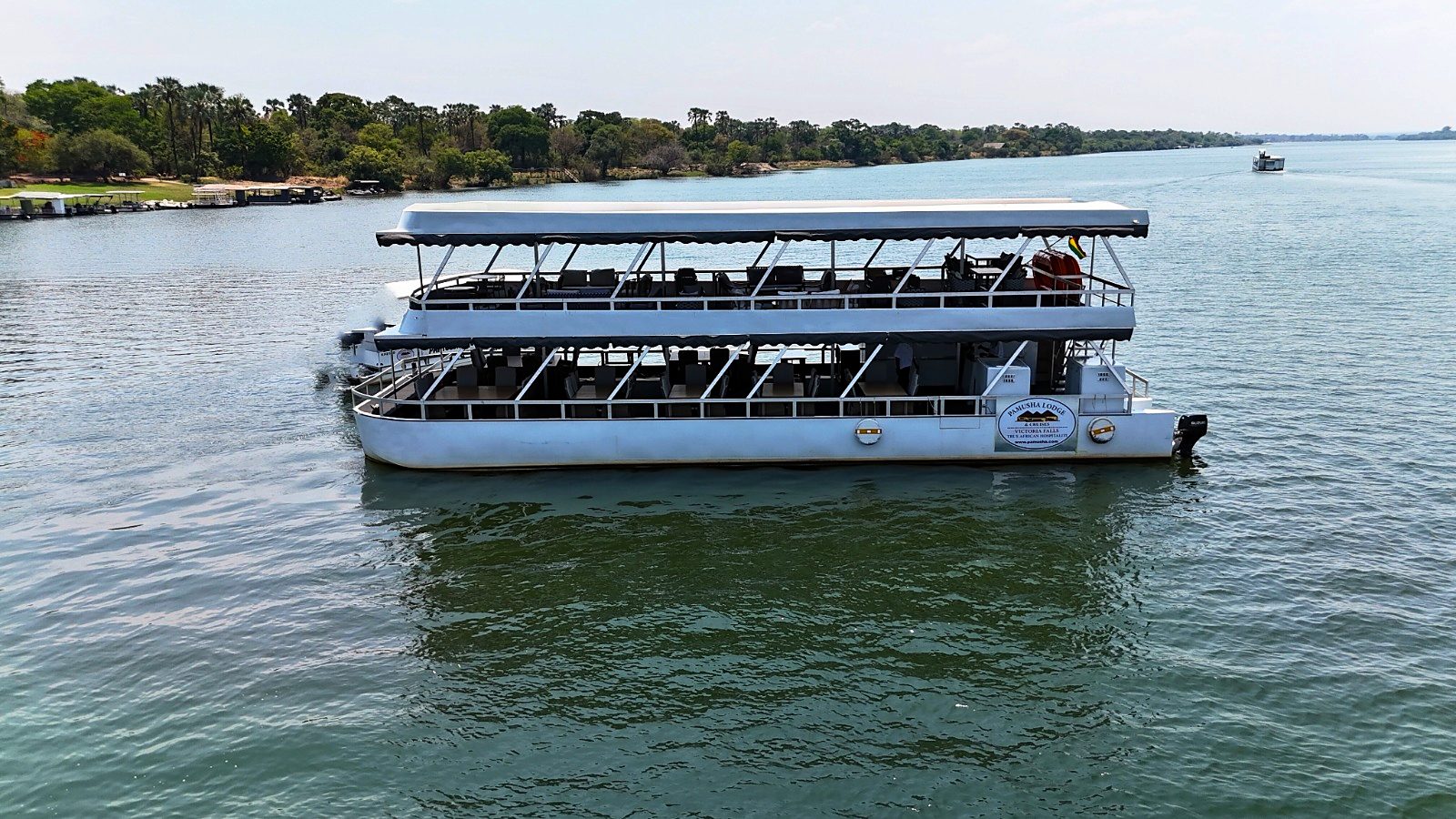 A Pamusha Lodge & Cruises boat on the Zambezi